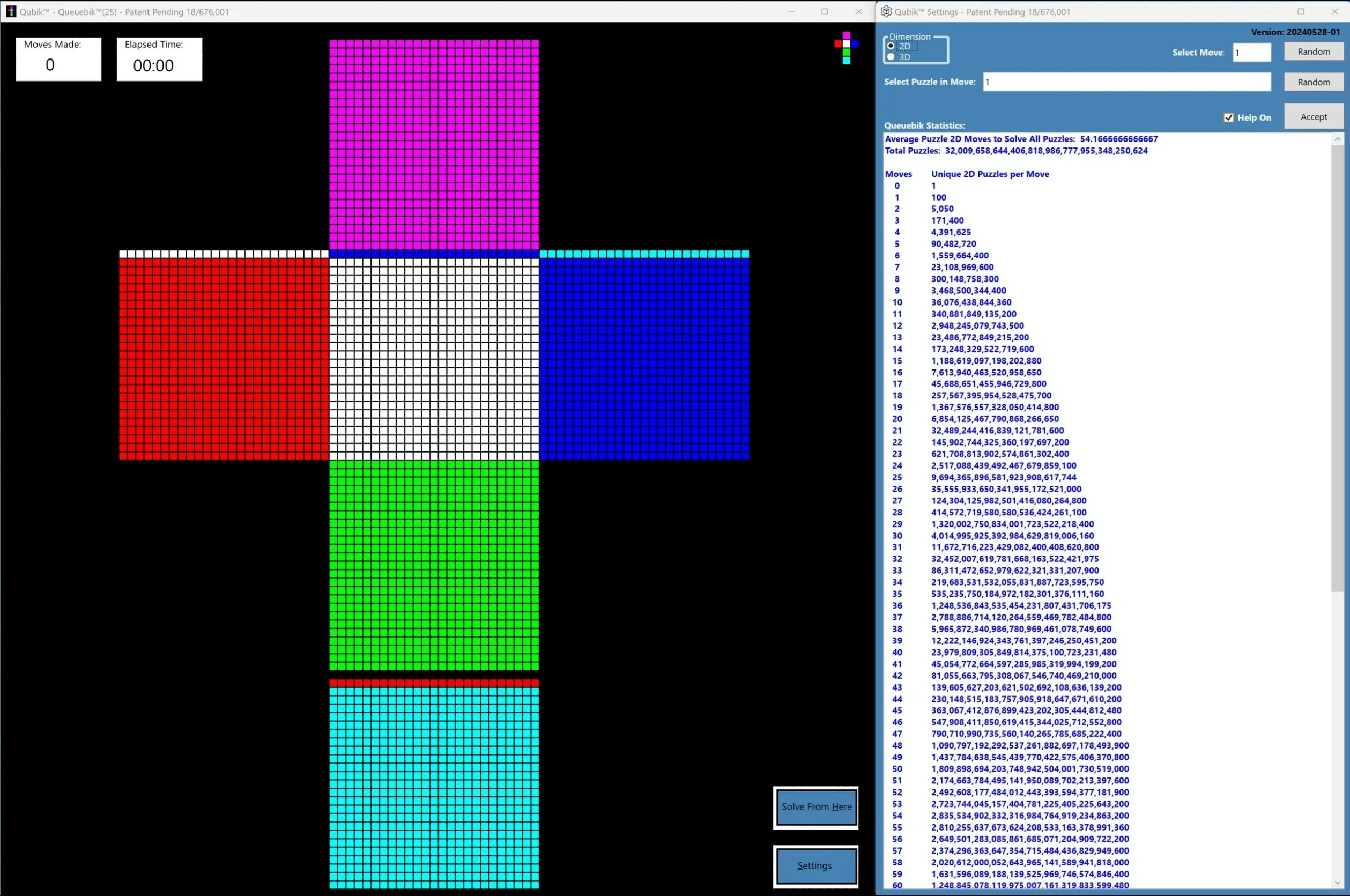 Qubik - Queuebik (25) (Patent Pending 18/676,001) – Has more than 32 Decillion (32 X 10^33) Patterns